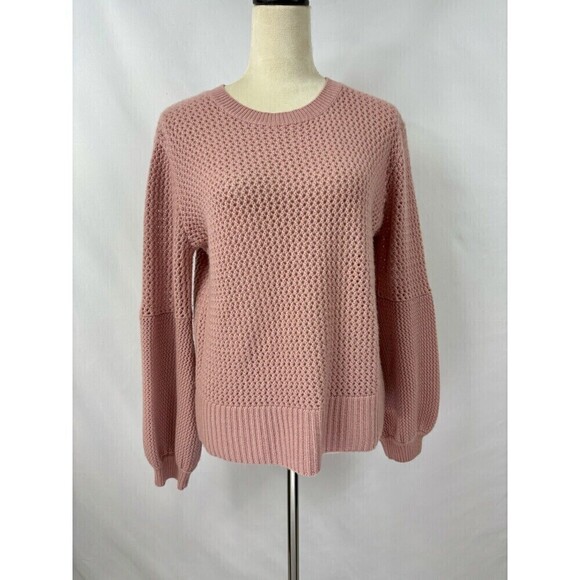 Nordstrom Signature Cashmere Sweater Pink Medium Loose Knit Balloon Sleeves - Picture 10 of 10
